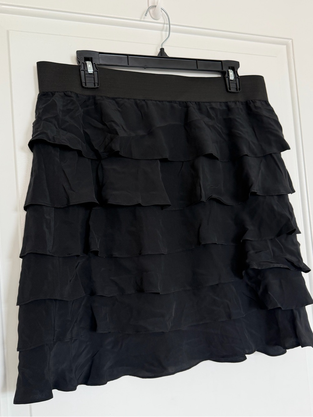Saks Fifth Avenue Vintage Silk Skirt Stretch Tiered Ruffle Flamenco Large